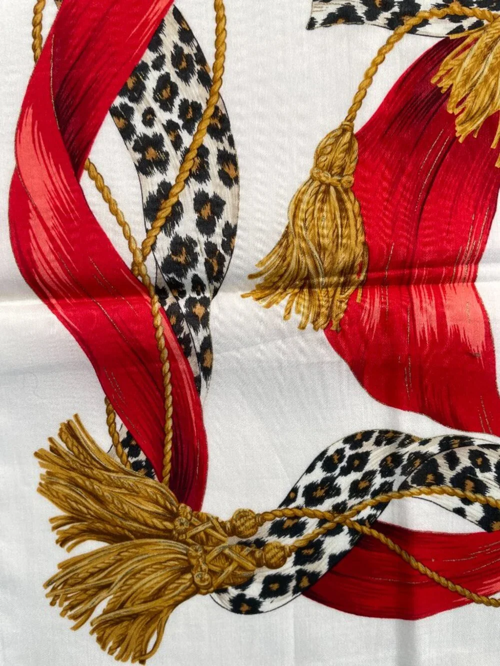 Vintage Christian Dior Leopard Ribbon Cotton Scarf | Never Worn